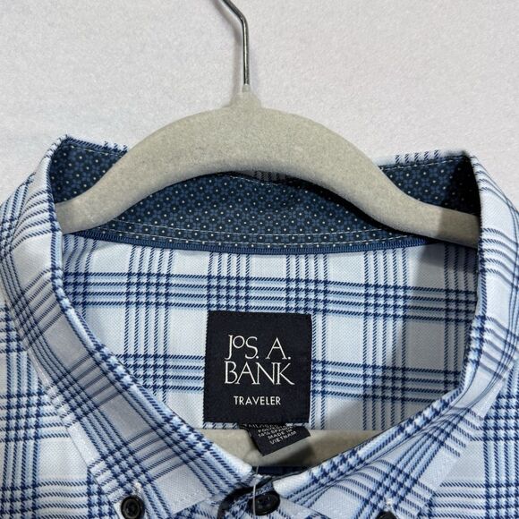 NEW Jos. A. Bank Traveler Tailored Fit Blue Plaid Button-Down Shirt Men's 2XLT - Picture 8 of 12